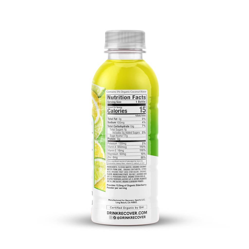 Recover 180 Organic Hydration Drink Lemon Lime 16oz