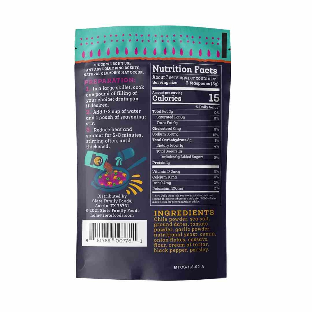 Siete Mild Taco Seasoning 1.31oz