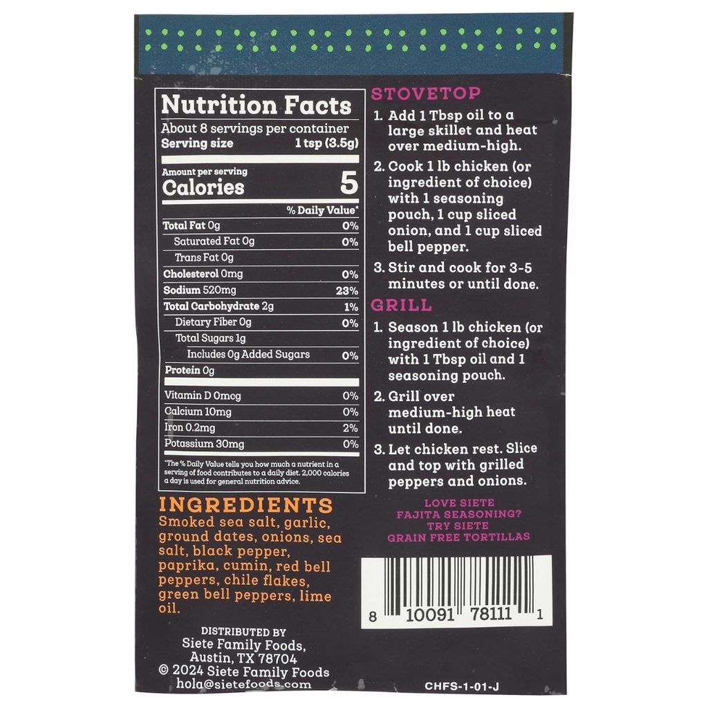 Siete Chicken Fajita Seasoning 1oz