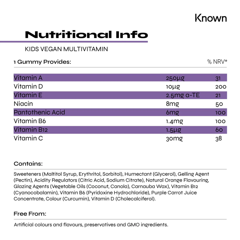 Known Kids Vegan Sugar-Free Multivitamin Gummies 30ct