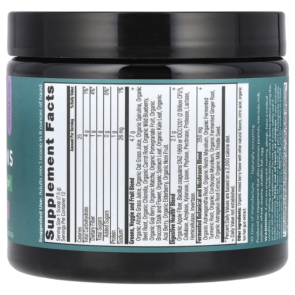 Ancient Nutrition Organic Supergreens Powder Berry 3.2oz