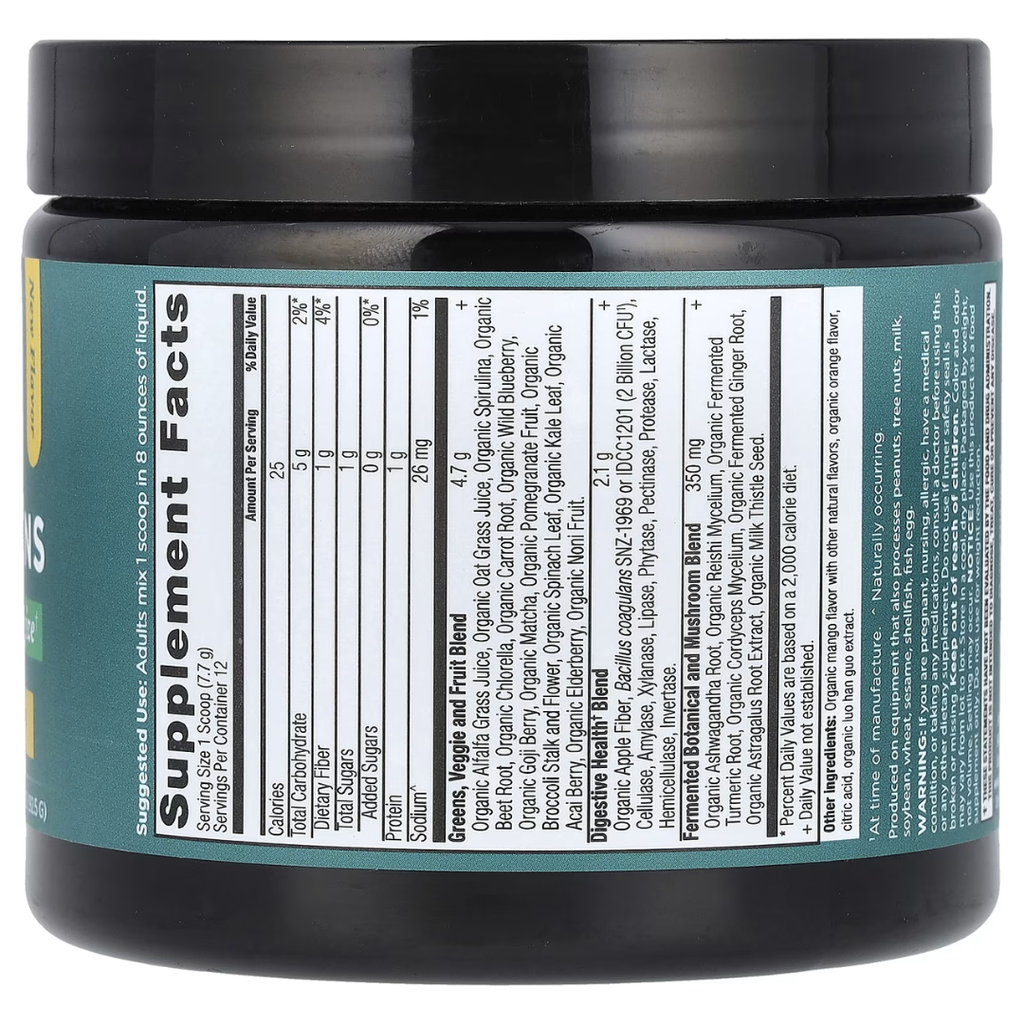 Ancient Nutrition Organic Supergreens Powder Mango 3.3oz