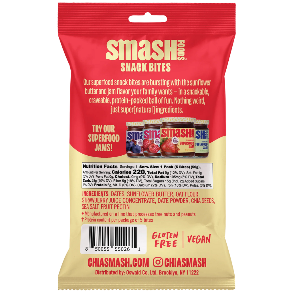Chia Smash Snack Bites Sunflower Butter & Strawberry Jam 1.8oz