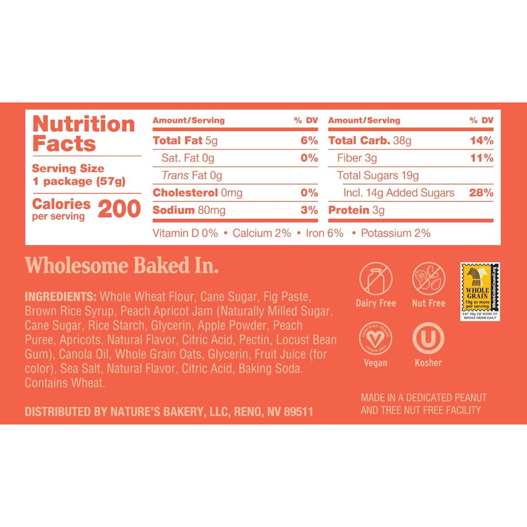 Nature's Bakery Whole Wheat Fig Bar Peach Apricot 2oz