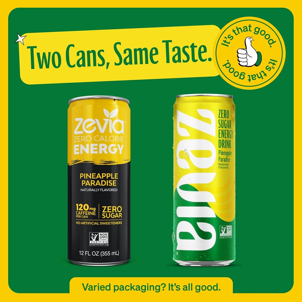 Zevia Energy Drink Pineapple Paradise 12oz