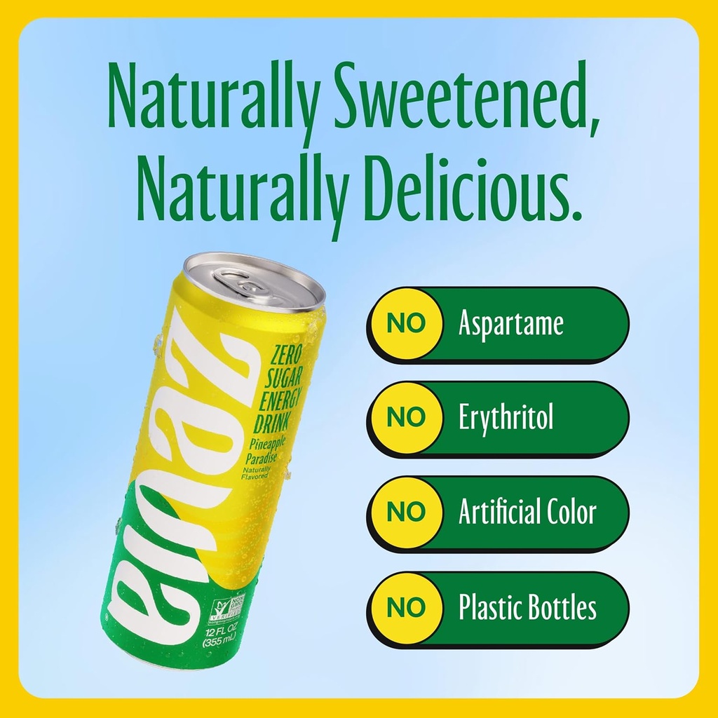 Zevia Energy Drink Pineapple Paradise 12oz