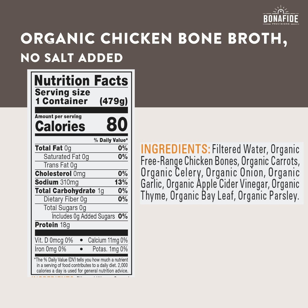 Bonafide Provisions Organic No Added Salt Chicken Broth 16.9oz