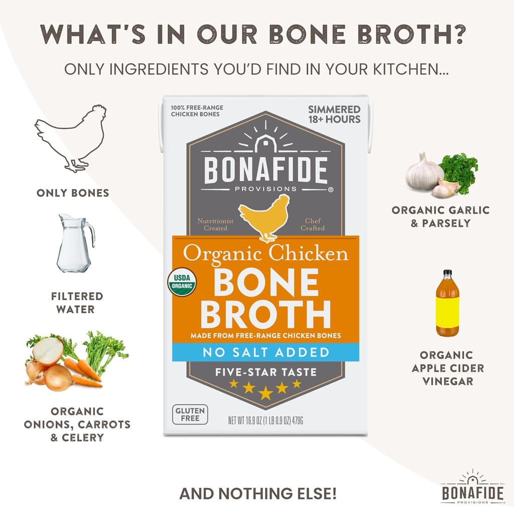 Bonafide Provisions Organic No Added Salt Chicken Broth 16.9oz