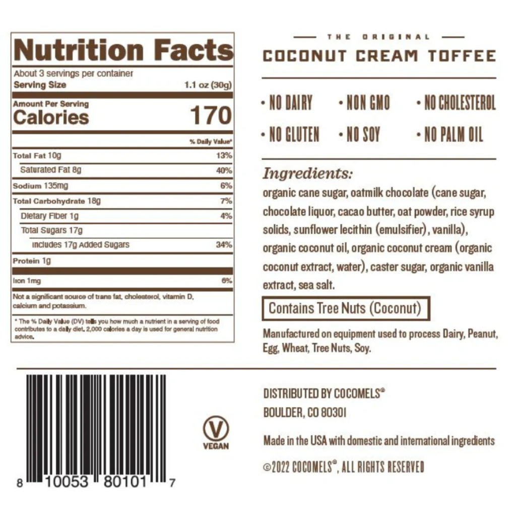 Cocomels Oatmilk Chocolate Toffee Bark 3.5oz