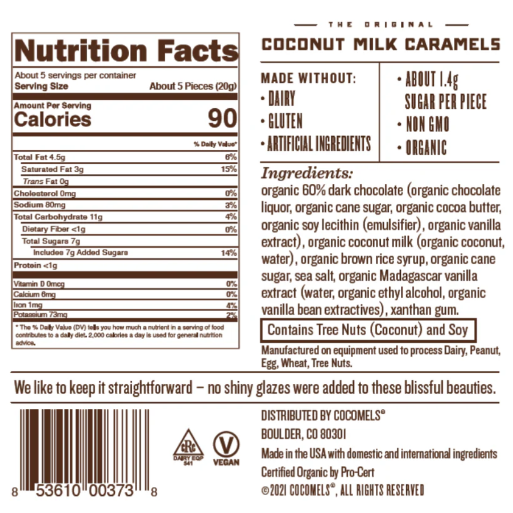 Cocomels Organic Chocolate Caramel Bites Sea Salt 3.5oz