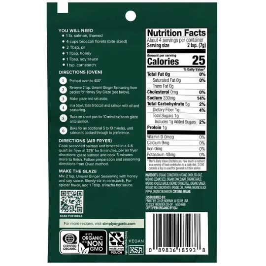 Simply Organic Sheet Pan Seasoning Mix Umami Ginger 0.99oz