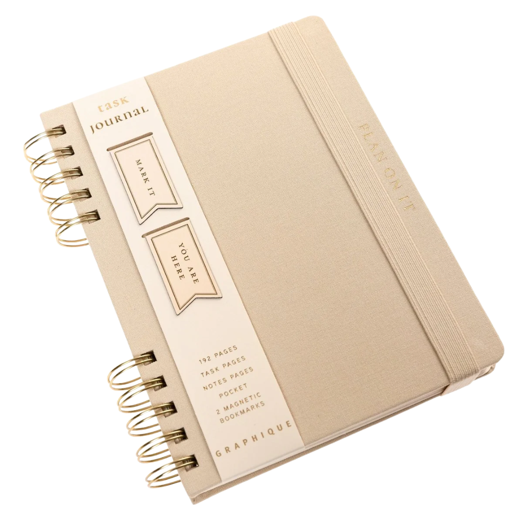 Fabric Covered Journal With Bookmarks Taupe 6 x 8in