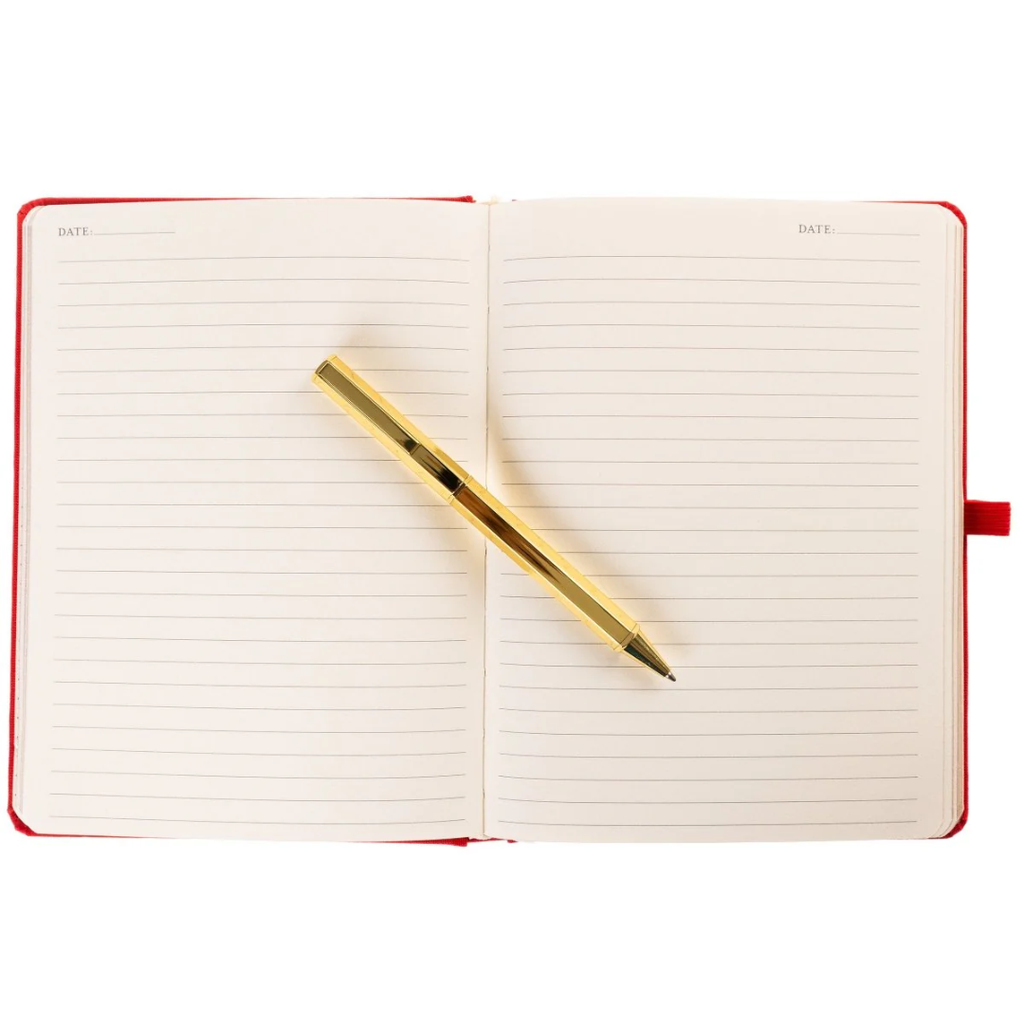 Fabric Covered Journal With Pen Cherry 6in x 8in