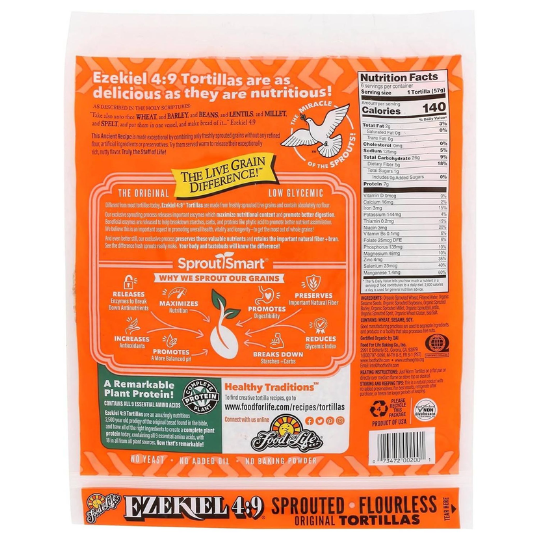 Food For Life Organic Ezekiel Sprouted Whole Grain Tortillas 12oz