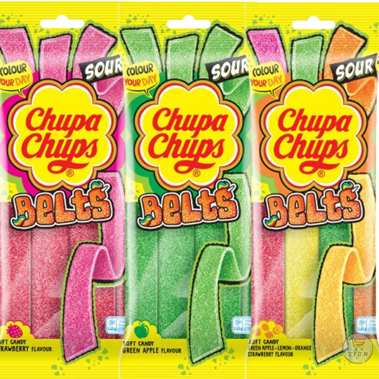 Chupa Chups Sour Candy Belts Assorted 90g