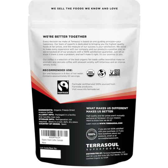 Terrasoul Superfoods Organic Freeze-Dried Instant Coffee 3.5oz