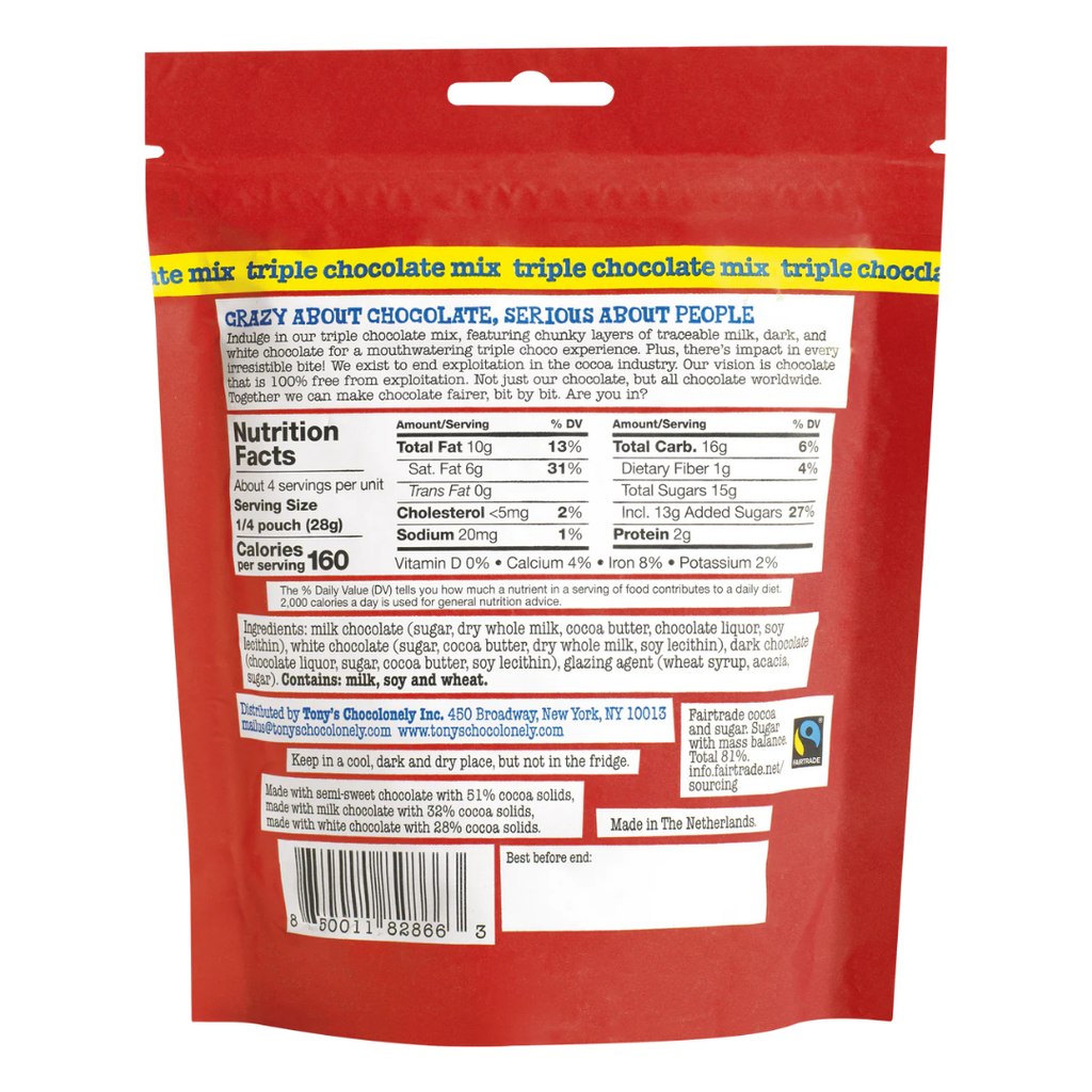 Tony's Chocolonely Lil' Bits Triple Chocolate Mix 4oz
