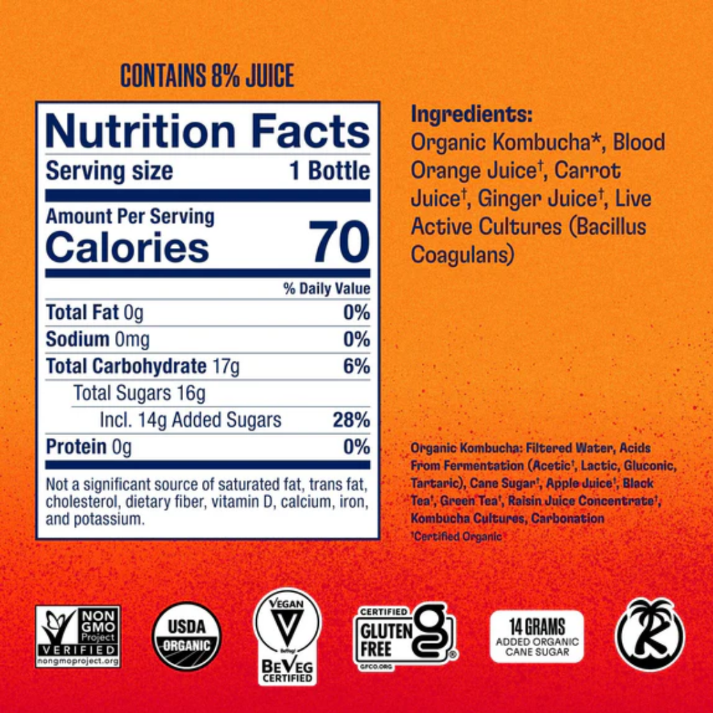 Health-ade Kombucha Blood Orange Carrot Ginger 16oz