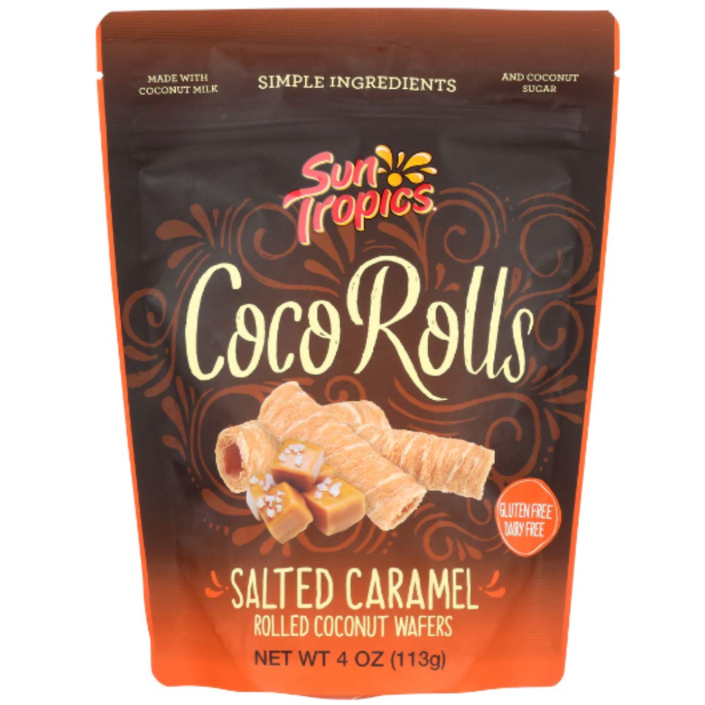 Sun Tropics Coco Rolls Salted Caramel Rolled Coconut Wafer 4oz
