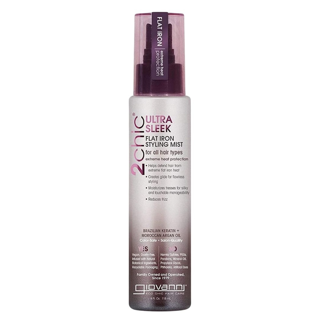 Giovanni 2 Chic Flat Iron Styling Mist With Brazilian Keratin & Argan Oil 4oz