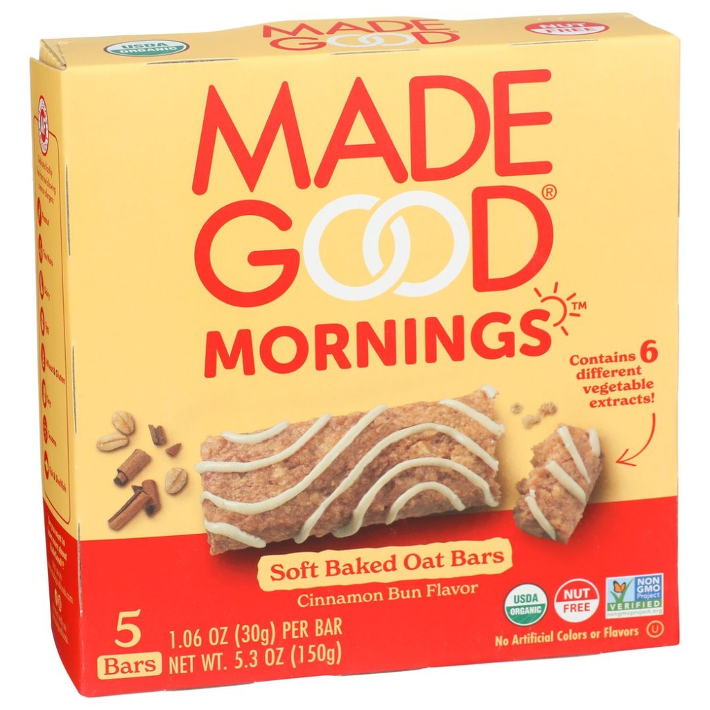 Made Good Organic Soft Baked Oat Bars Cinnamon Bun 5.3oz