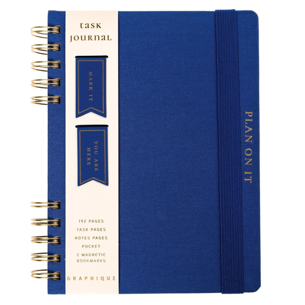 Fabric Covered Journal With Bookmarks Cobalt Blue 6 x 8in