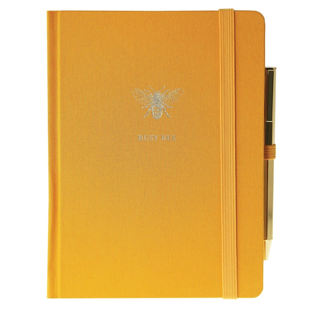 Fabric Covered Journal With Pen Bee 6 x 8in
