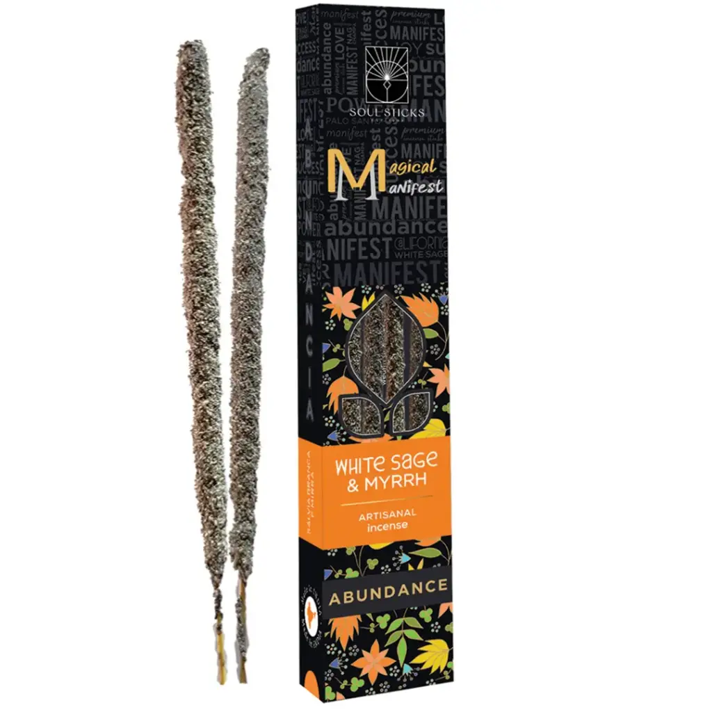 Magical Manifest Abundance: White Sage & Myrrh Incense Sticks 6CT