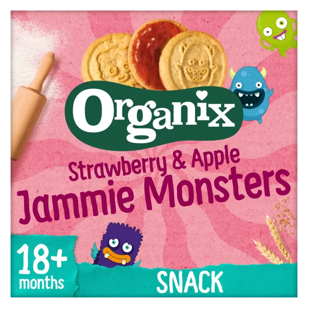 Organix Jammie Monsters Strawberry & Apple Biscuits 8x8g