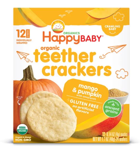 Happy Baby Organic Teether Crackers Mango Pumpkin 1.69oz