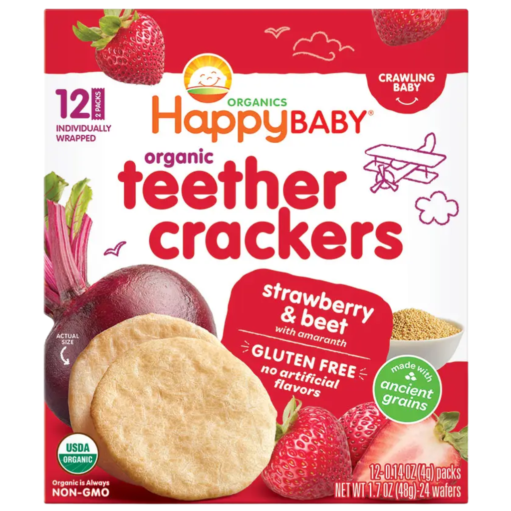 Happy Baby Organic Teether Crackers Strawberry Beet 1.69oz