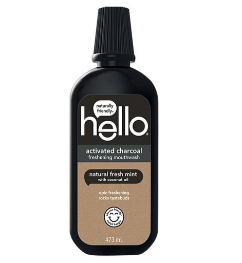 [205017-BB] Hello Activated Charcoal Mouthwash Natural Fresh Mint 16oz