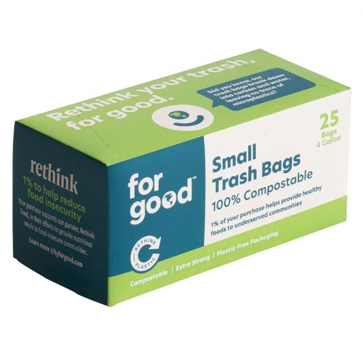 [205144-BB] For Good 100% Compostable Trash Bags Small 25ct