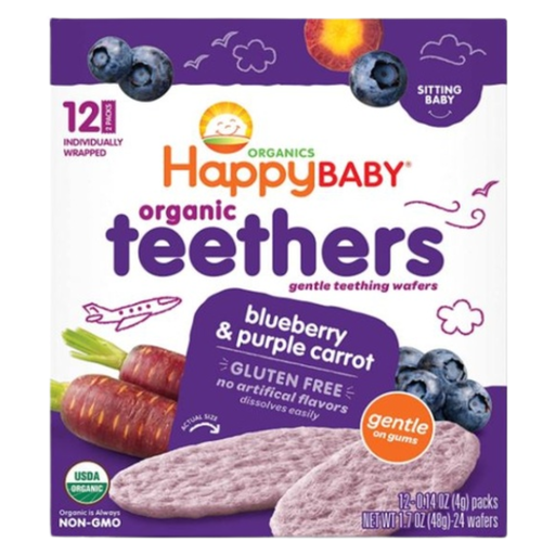 [205147-BB] Happy Baby Organic Teethers Blueberry & Purple Carrot 1.7oz