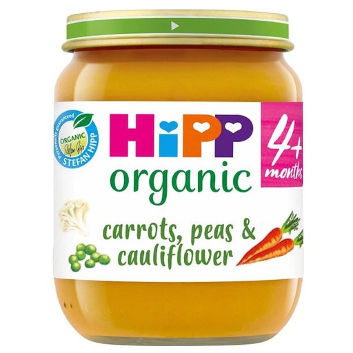 [205226-BB] HiPP Organic Carrots, Peas & Cauliflower Baby Food Jar 4+ Months 125g