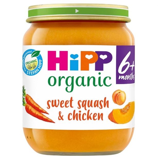 [205231-BB] HiPP Organic Sweet Squash & Chicken Baby Food Jar 6+ Months 125g