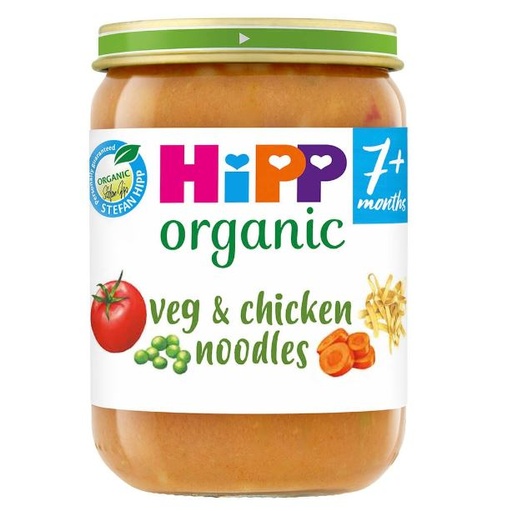 [205232-BB] HiPP Organic Veg & Chicken Noodles Baby Food Jar 7+ Months 190g