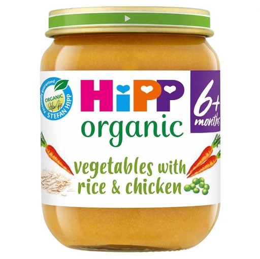 [205234-BB] HiPP Organic Vegetables with Rice And Chicken Baby Food Jar 6+ Months 125g