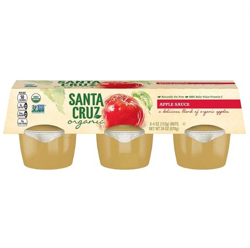 [205530-BB] Santa Cruz Organic Apple Sauce Cups 6 Pack