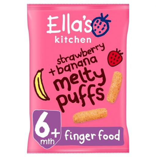 [205696-BB] Ella's Kitchen Organic Strawberry + Banana Organic Melty Puff 20g
