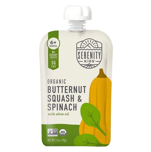 [205934-BB] Serenity Kids Butternut Squash & Spinach Baby Food Pouch 3.5oz