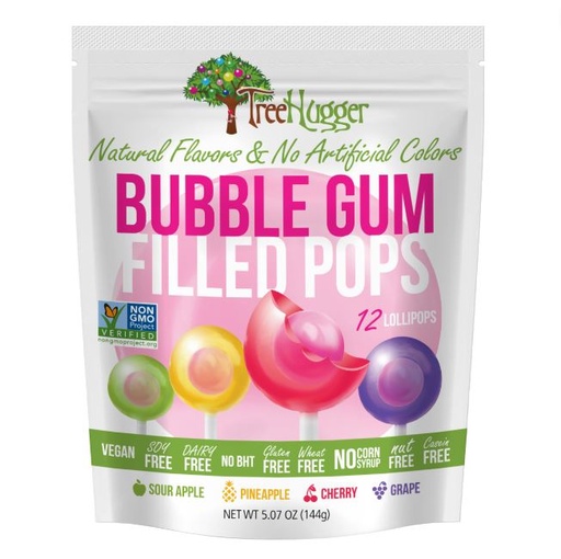 [205944-BB] Tree Hugger Lollipops With Bubble Gum 5.07oz