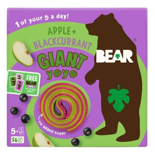 [205975-BB] BEAR Yoyos Giant Apple & Blackcurrant Fruit Roll 5x20g