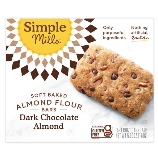 [206172-BB] Simple Mills Soft Baked Bar Dark Chocolate Almond 5.99oz