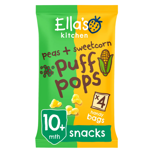 [206238-BB] Ella's Kitchen Organic Peas & Sweetcorn Puff Pops 10M+ 4 x 90g