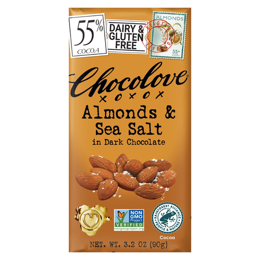[206300-BB] Chocolove 70% Dark Chocolate Bar Almonds & Sea Salt 3.2oz