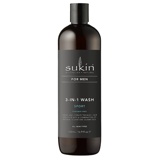[206603-BB] Sukin For Men Men's 3-in-1 Wash Sport 500ml