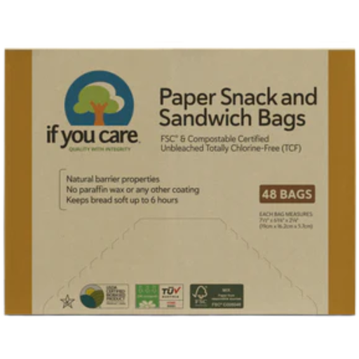[206814-BB] If You Care, Snack And Sandwich Paper Bags Unbleached 48 ct