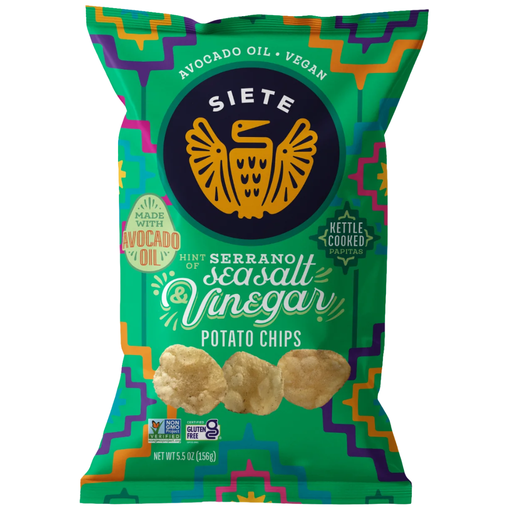 [206834-BB] Siete Kettle Cooked Potato Chips Serrano Sea Salt Vinegar 5.5 oz