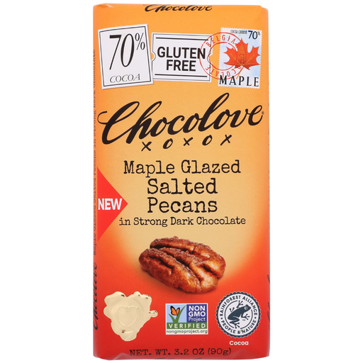 [207142-BB] Chocolove Dark Chocolate Maple Glaze Pecan Bar 3.2oz